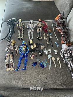 8 Piece Neca Alien & Predator Figure Lot W 6 Extra Heads