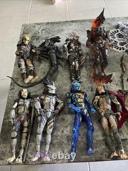 8 Piece Neca Alien & Predator Figure Lot W 6 Extra Heads