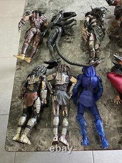 8 Piece Neca Alien & Predator Figure Lot W 6 Extra Heads