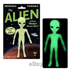 ALIEN Bendable Posable figure GLOW martian x-file UFO space man area51 Toy BENDY