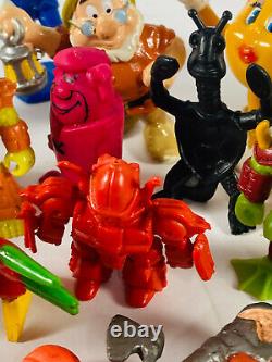 Lot (25+) vtg Mini Rubber Toys aliens pacman cereal premiums muscle motu
