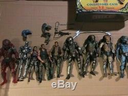 NECA Predator Loose Lot of 9 with Kenner Alien Collector Case