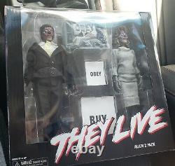 NECA They Live Retro Clothed Alien 8 inch Action Figure 2 Pack Obey New