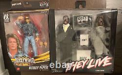 NECA They Live Retro Clothed Alien Action Figure 2 Pack And Rowdy Roddy Piper