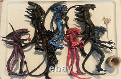 Neca Aliens Xenomorph Lot Of 7 Warriors Pink Blue Purple 7 Loose Figures