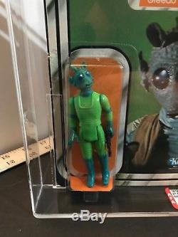 Vintage Star Wars 1978 Kenner Greedo 21 Back A AFA 80 (80,80,90) Cantina Alien